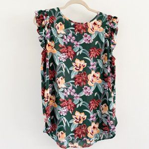 Loft Short Sleeve Floral Blouse